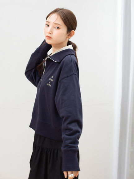 ハーフジップスウェットプルオーバー（グレー/ネイビー）｜sō4ū（ソウフォーユー）通販