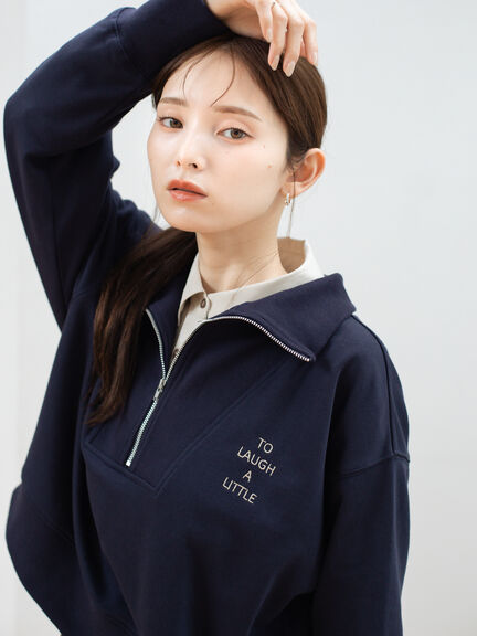 ハーフジップスウェットプルオーバー（グレー/ネイビー）｜sō4ū（ソウフォーユー）通販