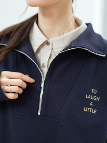 ハーフジップスウェットプルオーバー（グレー/ネイビー）｜sō4ū（ソウフォーユー）通販