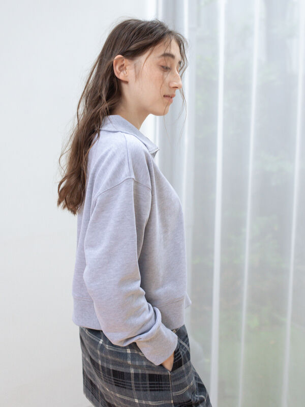 ハーフジップスウェットプルオーバー（グレー/ネイビー/トップス