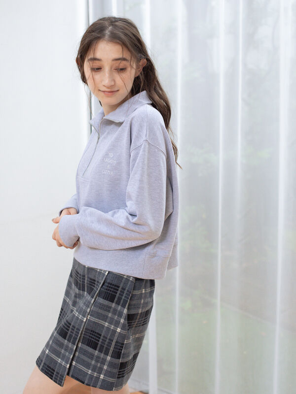 セール】 ハーフジップスウェットプルオーバー（グレー/ネイビー