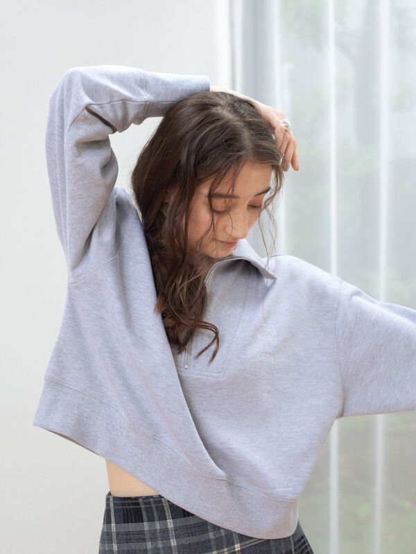 セール】 ハーフジップスウェットプルオーバー（グレー/ネイビー