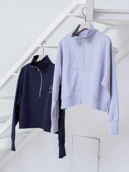 ハーフジップスウェットプルオーバー（グレー/ネイビー）｜sō4ū（ソウフォーユー）通販