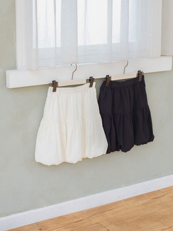 セール】 バルーンミニスカート（ブラック/キナリ/ボトムス/スカート