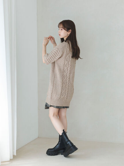 ケーブル編みニットワンピース（グレー/モカ）｜sō4ū（ソウフォーユー）通販