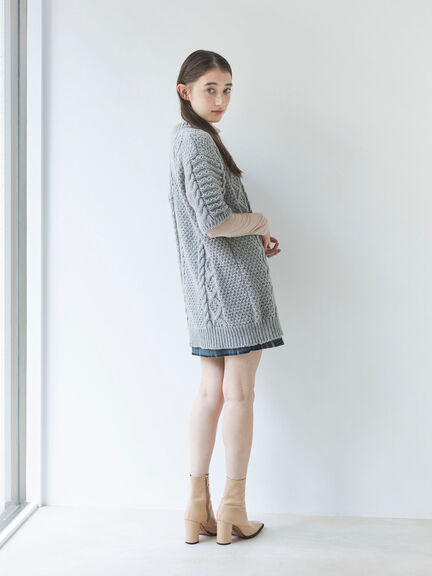ケーブル編みニットワンピース（グレー/モカ）｜sō4ū（ソウフォーユー）通販