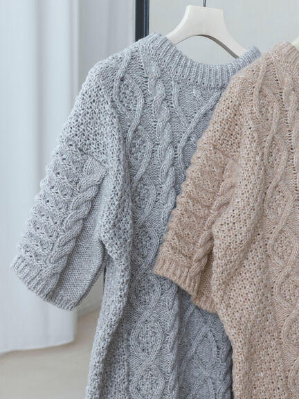 ケーブル編みニットワンピース（グレー/モカ）｜sō4ū（ソウフォーユー）通販
