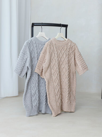 ケーブル編みニットワンピース（グレー/モカ）｜sō4ū（ソウフォーユー）通販