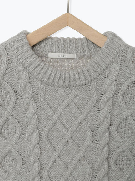 ケーブル編みニットワンピース（グレー/モカ）｜sō4ū（ソウフォーユー）通販