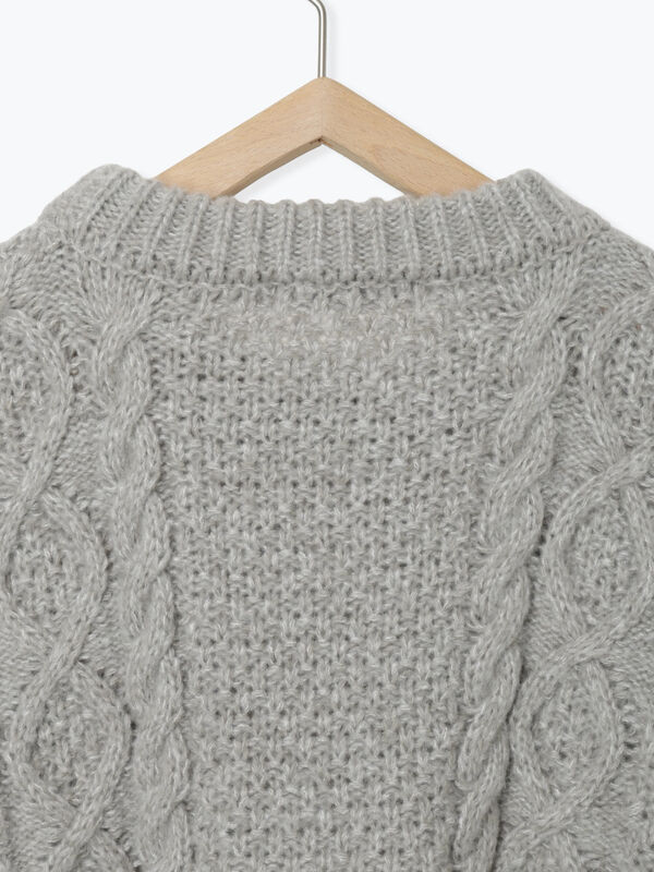 セール】 ケーブル編みニットワンピース（グレー/モカ/ワンピース