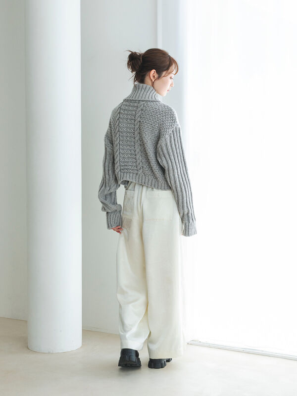 セール】 ケーブル編みニットカーディガン（グレー/モカ/トップス