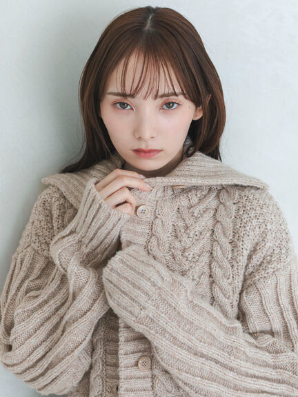 ケーブル編みニットカーディガン（グレー/モカ）｜sō4ū（ソウフォーユー）通販