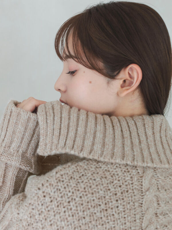 セール】 ケーブル編みニットカーディガン（グレー/モカ/トップス