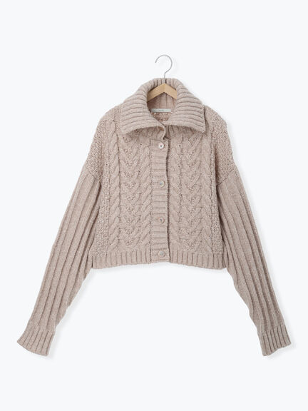 ケーブル編みニットカーディガン（グレー/モカ）｜sō4ū（ソウフォーユー）通販