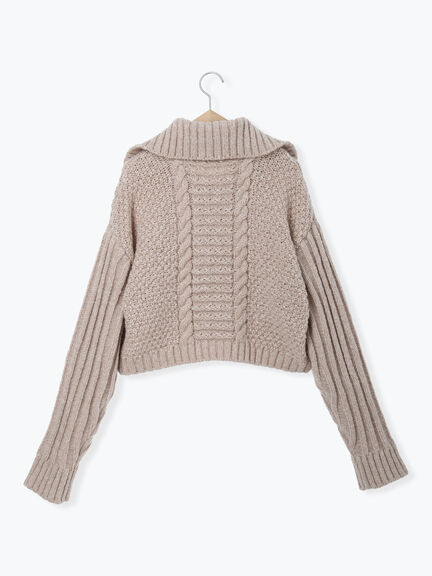 ケーブル編みニットカーディガン（グレー/モカ）｜sō4ū（ソウフォーユー）通販