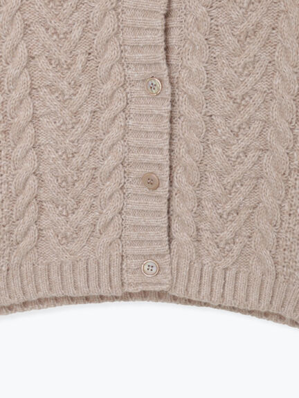 ケーブル編みニットカーディガン（グレー/モカ）｜sō4ū（ソウフォーユー）通販