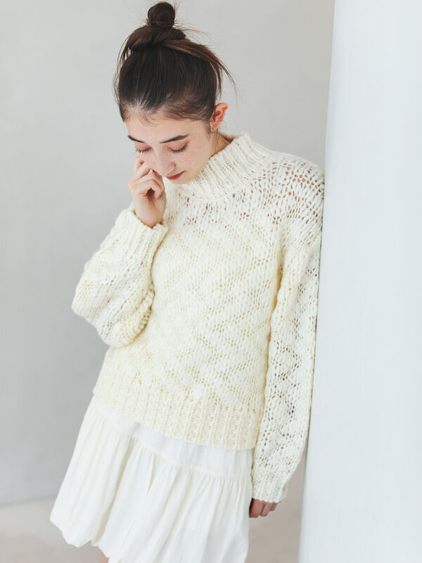 スラブヤーンニットプルオーバー（サックスブルー/キナリ）｜sō4ū（ソウフォーユー）通販