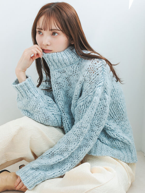 スラブヤーンニットプルオーバー（サックスブルー）｜sō4ū（ソウフォーユー）通販