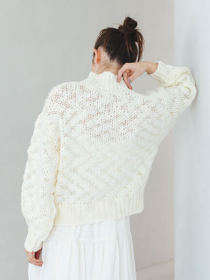 スラブヤーンニットプルオーバー（サックスブルー/キナリ）｜sō4ū（ソウフォーユー）通販