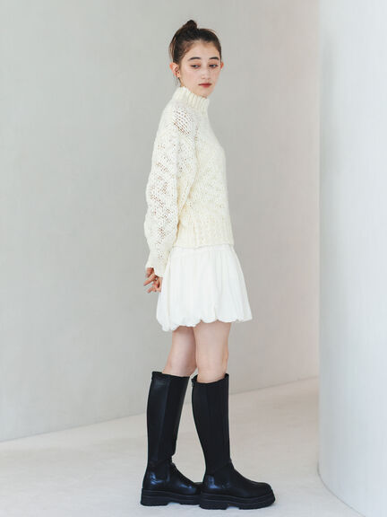 スラブヤーンニットプルオーバー（サックスブルー/キナリ）｜sō4ū（ソウフォーユー）通販