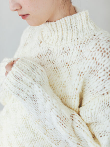 スラブヤーンニットプルオーバー（サックスブルー/キナリ）｜sō4ū（ソウフォーユー）通販