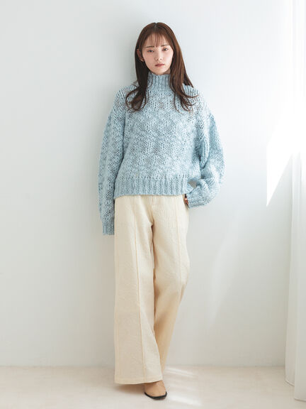 スラブヤーンニットプルオーバー（サックスブルー/キナリ）｜sō4ū（ソウフォーユー）通販