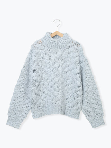 スラブヤーンニットプルオーバー（サックスブルー/キナリ）｜sō4ū（ソウフォーユー）通販