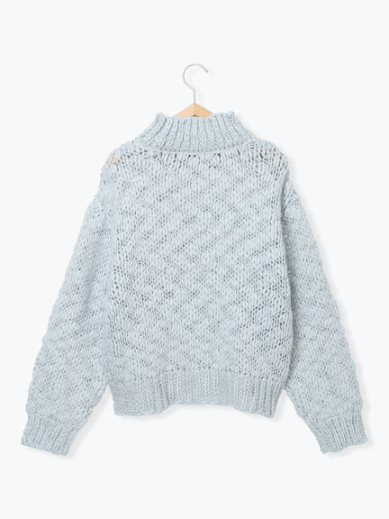 スラブヤーンニットプルオーバー（サックスブルー/キナリ）｜sō4ū（ソウフォーユー）通販