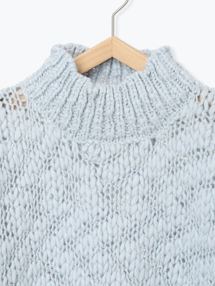 スラブヤーンニットプルオーバー（サックスブルー/キナリ）｜sō4ū（ソウフォーユー）通販