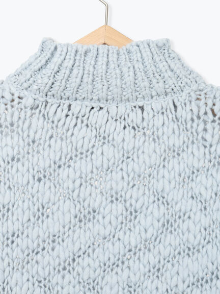 スラブヤーンニットプルオーバー（サックスブルー/キナリ）｜sō4ū（ソウフォーユー）通販