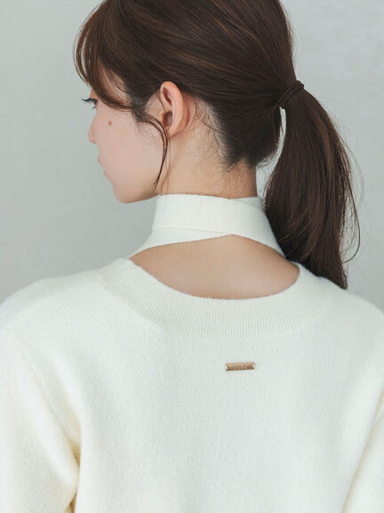 マフラー付きミニシャギープルオーバー（ブラック/キナリ）｜sō4ū（ソウフォーユー）通販