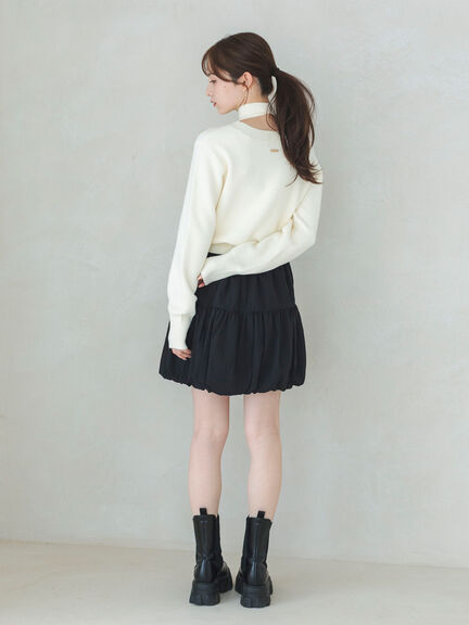 マフラー付きミニシャギープルオーバー（ブラック/キナリ）｜sō4ū（ソウフォーユー）通販