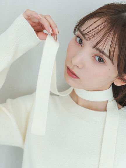 マフラー付きミニシャギープルオーバー（ブラック/キナリ）｜sō4ū（ソウフォーユー）通販