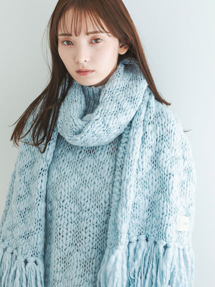 スラブヤーンマフラー（サックスブルー/キナリ）｜sō4ū（ソウフォーユー）通販