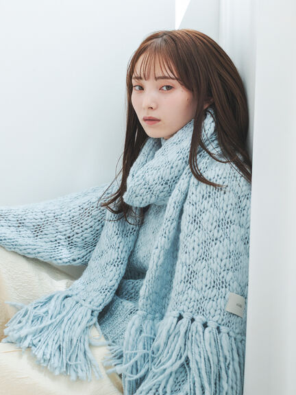 スラブヤーンマフラー（サックスブルー/キナリ）｜sō4ū（ソウフォーユー）通販