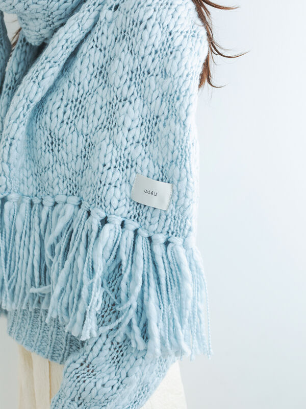 セール】 スラブヤーンマフラー（サックスブルー/キナリ/アクセサリー