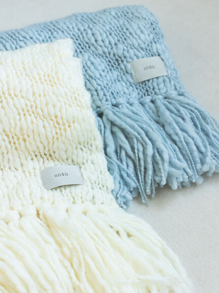 スラブヤーンマフラー（サックスブルー/キナリ）｜sō4ū（ソウフォーユー）通販