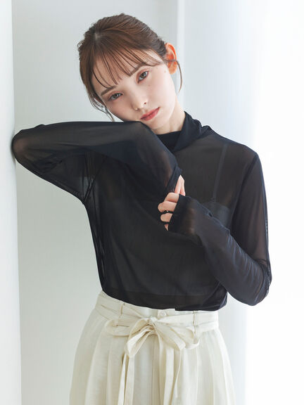 シアーハイネックカットソー（ブラック/ベージュ）｜sō4ū（ソウフォーユー）通販