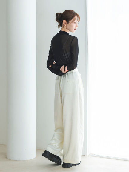 シアーハイネックカットソー（ブラック/ベージュ）｜sō4ū（ソウフォーユー）通販