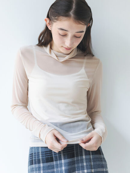 シアーハイネックカットソー（ブラック/ベージュ）｜sō4ū（ソウフォーユー）通販