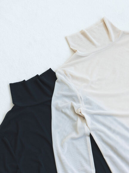 シアーハイネックカットソー（ブラック/ベージュ）｜sō4ū（ソウフォーユー）通販