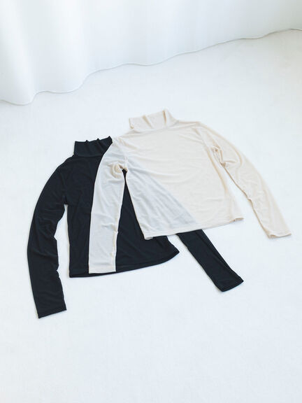 シアーハイネックカットソー（ブラック/ベージュ）｜sō4ū（ソウフォーユー）通販