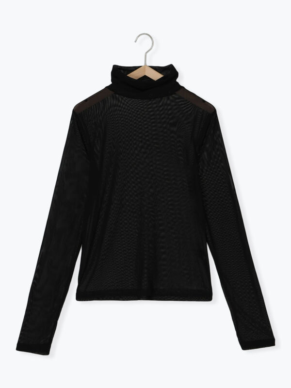 セール】 シアーハイネックカットソー（ブラック/ベージュ/トップス