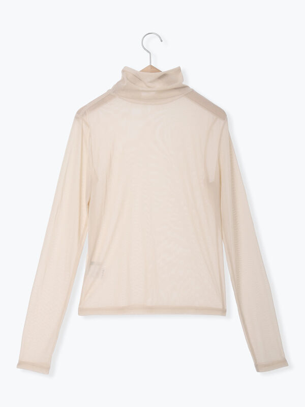 セール】 シアーハイネックカットソー（ブラック/ベージュ/トップス