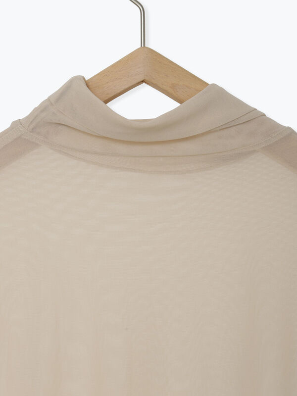 シアーハイネックカットソー（ブラック/ベージュ/トップス