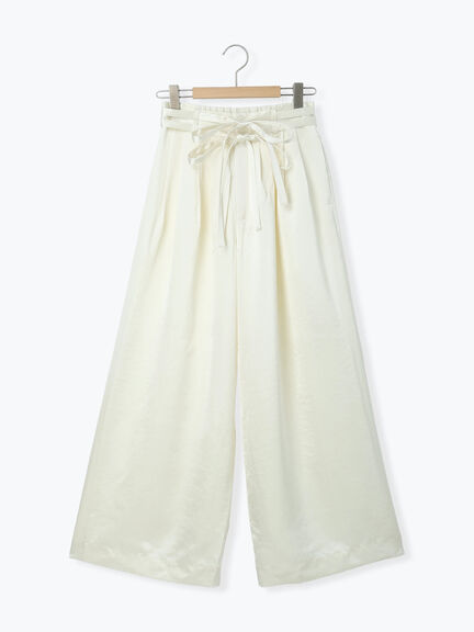 サテンタックワイドパンツ（ベージュ/キナリ）｜sō4ū（ソウフォーユー）通販