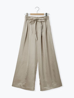セール】 サテンタックワイドパンツ（ベージュ/キナリ/ボトムス/パンツ