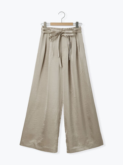 サテンタックワイドパンツ（ベージュ/キナリ）｜sō4ū（ソウフォーユー）通販