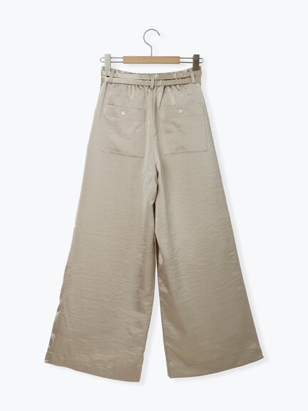 サテンタックワイドパンツ（ベージュ/キナリ）｜sō4ū（ソウフォーユー）通販