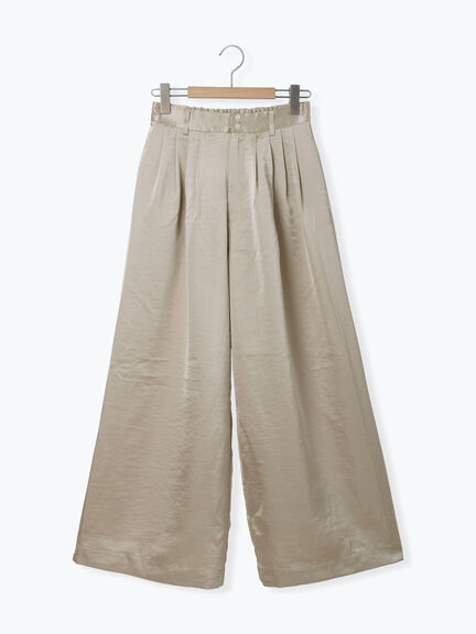 サテンタックワイドパンツ（ベージュ/キナリ）｜sō4ū（ソウフォーユー）通販